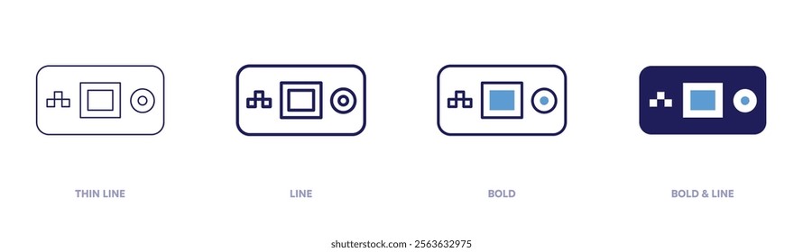 Console performance icon in 4 different styles. Thin Line, Line, Bold, and Bold Line. Duotone style. Editable stroke.