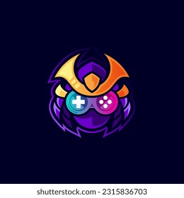 console and samurai for gaming logo design