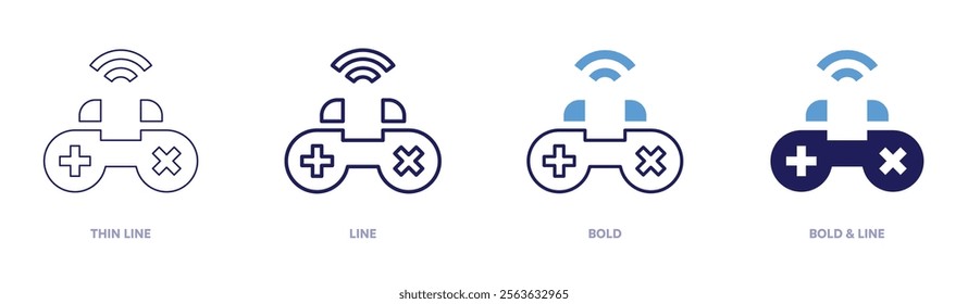 Console setup icon in 4 different styles. Thin Line, Line, Bold, and Bold Line. Duotone style. Editable stroke.