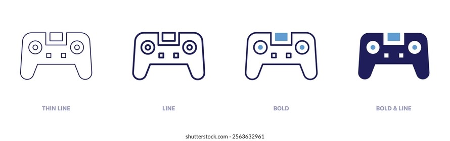 Console specifications icon in 4 different styles. Thin Line, Line, Bold, and Bold Line. Duotone style. Editable stroke.