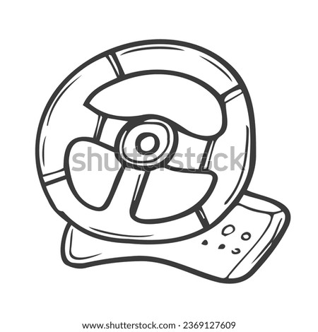 Console Steering Wheel Icon Silhouette Illustration. Video Games Vector Graphic Pictogram Symbol Clip Art. Doodle Sketch Black Sign.