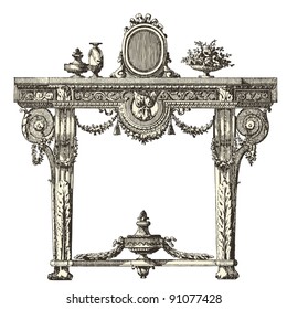 console table 18th century style -Vintage engraved illustration - "Le Mobilier" Ed.Edouard Rouveyre  in 1915 France