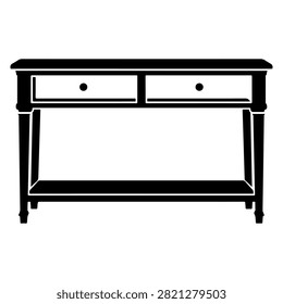 Console Table Black Glyph Vector Icon, Entryway Furniture Storage Symbol
