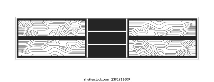 Console table home black and white 2D line cartoon object. Media storage cabinet. Entryway furniture isolated vector outline item. Television stand modern monochromatic flat spot illustration