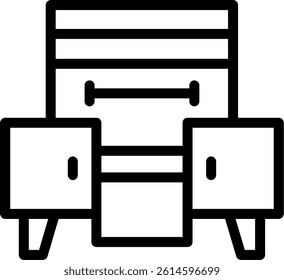 Console Table Line Vector Icon Design