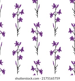 Consolida flowers seamless vector patterns