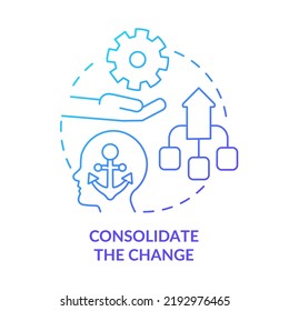 Consolidate change blue gradient concept icon. Adopting new identity. Adaptation to complex change abstract idea thin line illustration. Isolated outline drawing. Myriad Pro-Bold fonts used