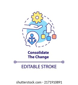 Consolidate change concept icon. Adopting new identity. Adaptation to complex change abstract idea thin line illustration. Isolated outline drawing. Editable stroke. Arial, Myriad Pro-Bold fonts used