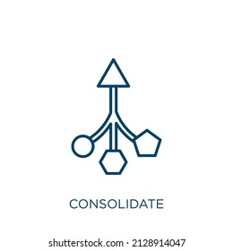 consolidate icon. Thin linear consolidate outline icon isolated on white background. Line vector consolidate sign, symbol for web and mobile