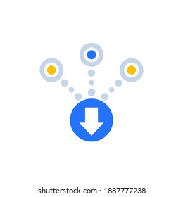consolidate, merge icon on white