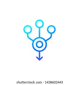 consolidate or merge line icon on white