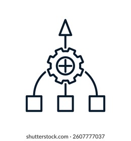 Consolidation concept. Vector linear icon isolated on white background.