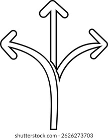 Consolidation icon in flat style. Merge symbol isolated on transparent background. Vector Simple abstract in black Line for website design, app, Fund divergence or merge into one direction symbol.
