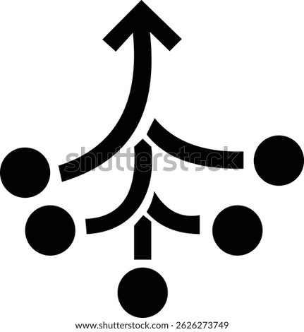 Consolidation icon in flat style. Merge symbol isolated on transparent background. Vector Simple abstract in black Line for website design, app, Fund divergence or merge into one direction symbol.