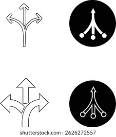 Consolidation icon set in flat style. Merge symbol isolated on transparent background. Vector Simple abstract in black Line for website design, app, Fund divergence merge into one direction symbol.