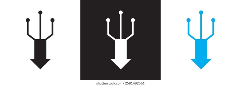 Consolidation icon  set. Merge symbol. Simple consolidate abstract icon in black, white and blue symbol for website design, app, UI. isolated on white and black background. vector illustration. EPS 10