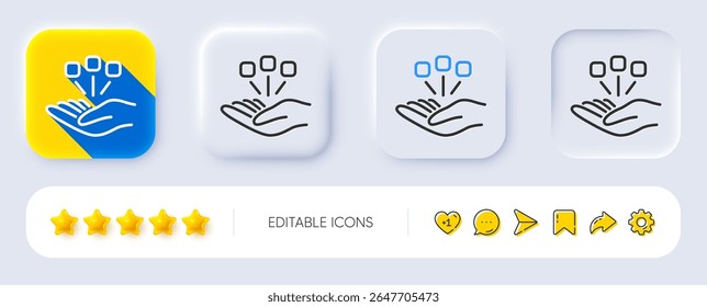 Consolidation line icon. Neumorphic, Flat shadow, 3d buttons. Business strategy sign. Line consolidation icon. Social media icons. Vector