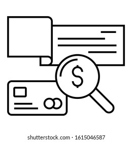 Consolidation Loans & Debt Concept, Cheque book, Credit Card with Magnifying Glass on White Background