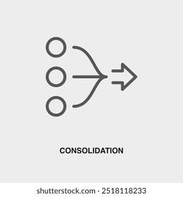 Ícone ou logotipo da linha fina de consolidação. Símbolo ou assinatura no tema de gerenciamento de negócios. Ilustração de linha de vetor.