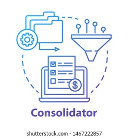 Consolidator concept icon. Billing idea thin line illustration. Combining orders. Debt consolidation. Financial service. Vector isolated outline drawing. E-commerce. Editable stroke