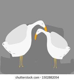 Consoling ducks vector animal illustration