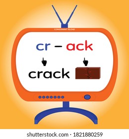 consonant blend, Cr word, flash card, learning English