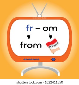 consonant blend, Fr word, flash card, learning English