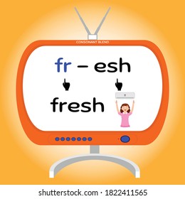 consonant blend, Fr word, flash card, learning English