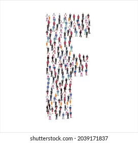 A consonant F symbol made from a large group of people.