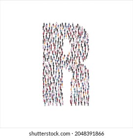 A Consonant R Symbol Made From A Large Group Of People.