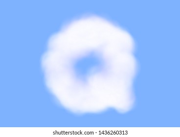 Consonant realistic white cloud vectors on blue sky background, Beautiful air cloud typeface, Typography of the capital letter Q as fluffy white like cotton wool