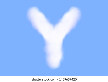 Consonant realistic white cloud vectors on blue sky background, Beautiful air cloud typeface, Typography of the capital letter Y as fluffy white like cotton wool