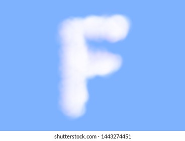 Consonant realistic white cloud vectors on blue sky background, Beautiful air cloud typeface, Typography of the capital letter F as fluffy white like cotton wool