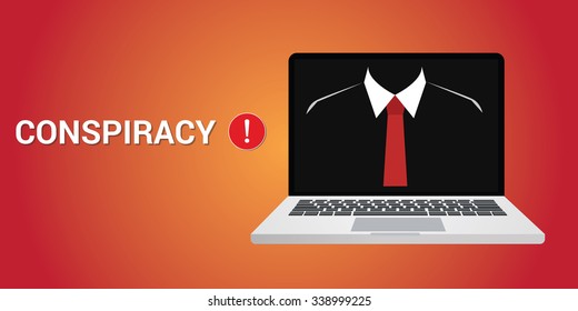 conspiracy concept with danger alert and black suit and red tie