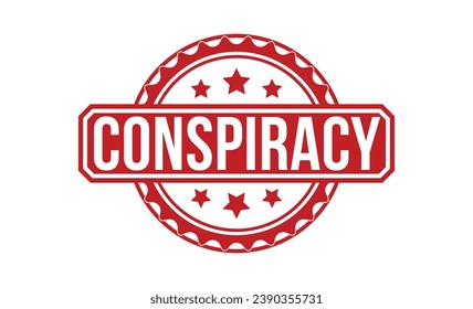 Sello de goma roja de la conspiración sobre fondo blanco. Señal de sello de conspiración. Sello de conspiración.
