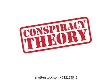 CONSPIRACY THEORY red Rubber Stamp vector over a white background.