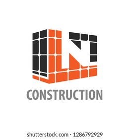 Consruction block initial letter N logo concept design. Symbol graphic template element vector