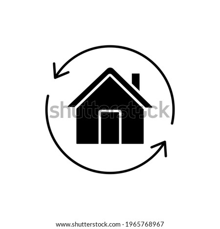 Constant change of residence glyph icon. Real estate. Black silhouette symbol. Vector isolated illustration