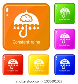 Constant rain icons set collection vector 6 color isolated on white background
