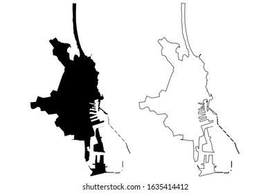 Constanta City (Republic of Romania) map vector illustration, scribble sketch City of Tomis map