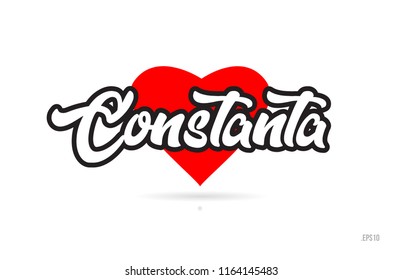 constanta city text design with red heart typographic icon design suitable for touristic promotion