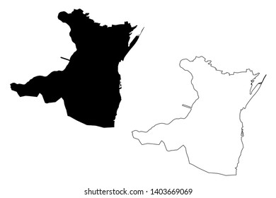 Constanta County (Administrative divisions of Romania, Sud-Est development region) map vector illustration, scribble sketch Constanta map