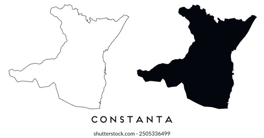 Constanta map outline and black silhouette vector