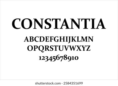 Constantia font for logo and headline. Isolated vector typeset