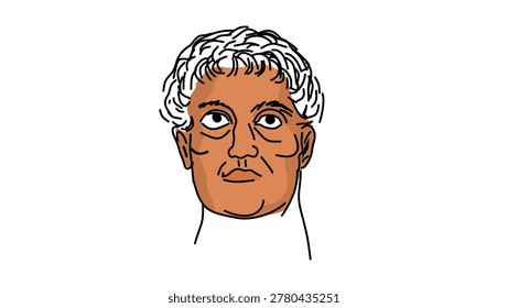 Constantine the Great  portrait, color vector illustration
