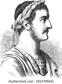 Constantine the Great. Vintage engraving. From Popular France, 1869.