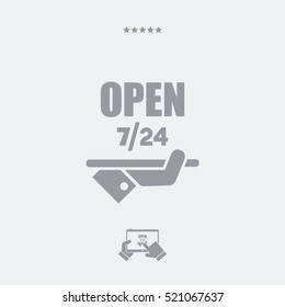 Constantly open - Shop services 7/24 - Vector web icon