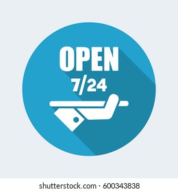 Constantly open - Shop services 7/24 - Vector web icon