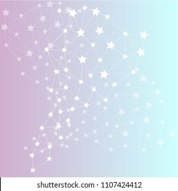 Constellation. Abstract geometric template with mesh or grid of random lines and stars. 