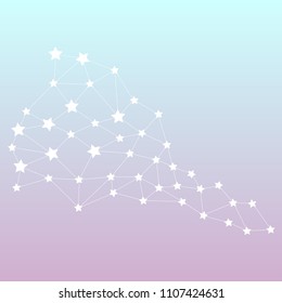 Constellation. Abstract geometric template with mesh or grid of random lines and stars. 